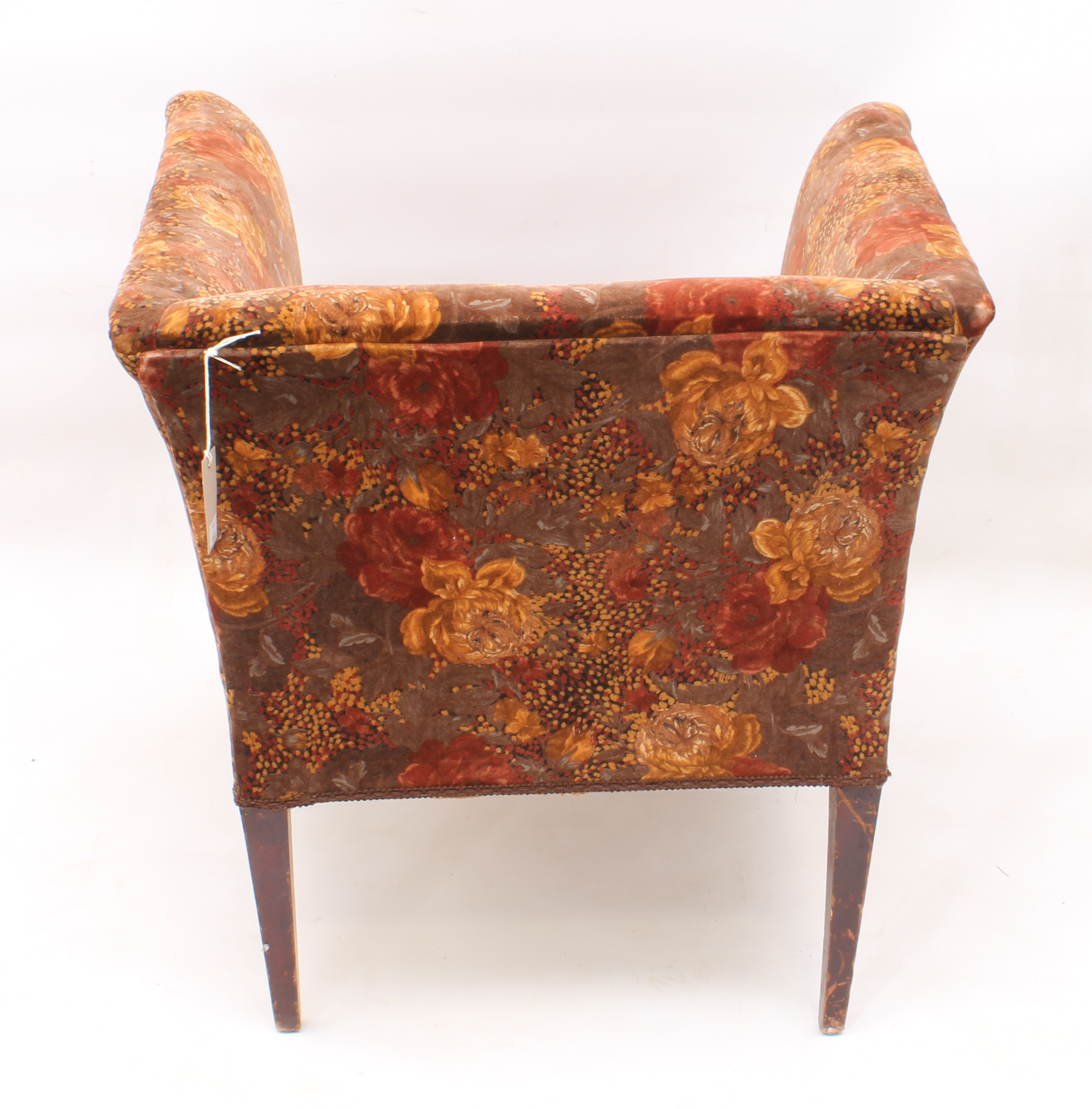 A 1920s angular tub armchair - upholstered in the original floral printed velvet, raised on dark - Image 2 of 2