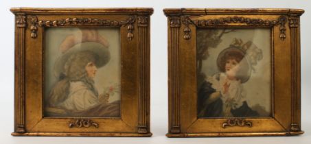 A pair of 18th century stipple engravings by F. Bartolozzi in decorative gilt frames - the hand-