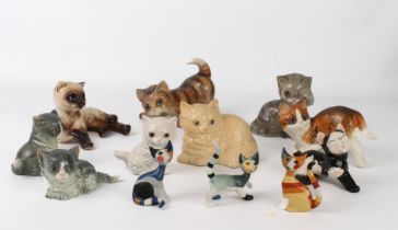 A small collection of china figures of Cats and Kittens by Goebel - including three by Rosina