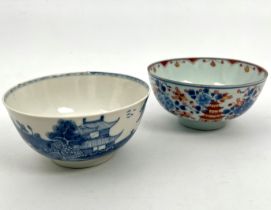 Two late 18th / early 19th century Chinese porcelain bowls - one in blue and white, painted with a