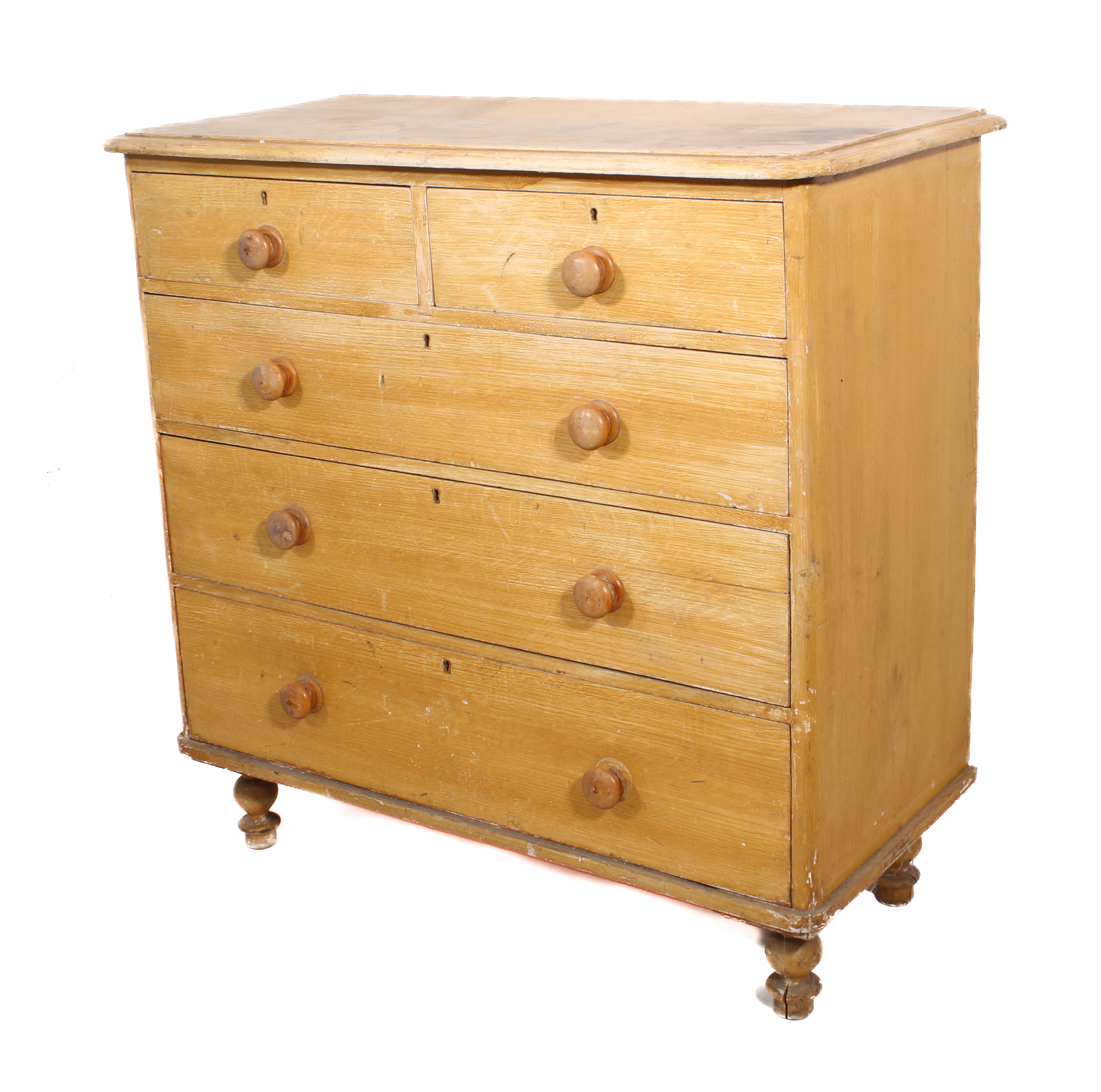 A Victorian scumble painted pine chest of drawers - the moulded top over two short and three long - Image 2 of 3