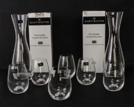 A pair of Dartington Crystal decanters and a set of six matching stemless glasses - the two