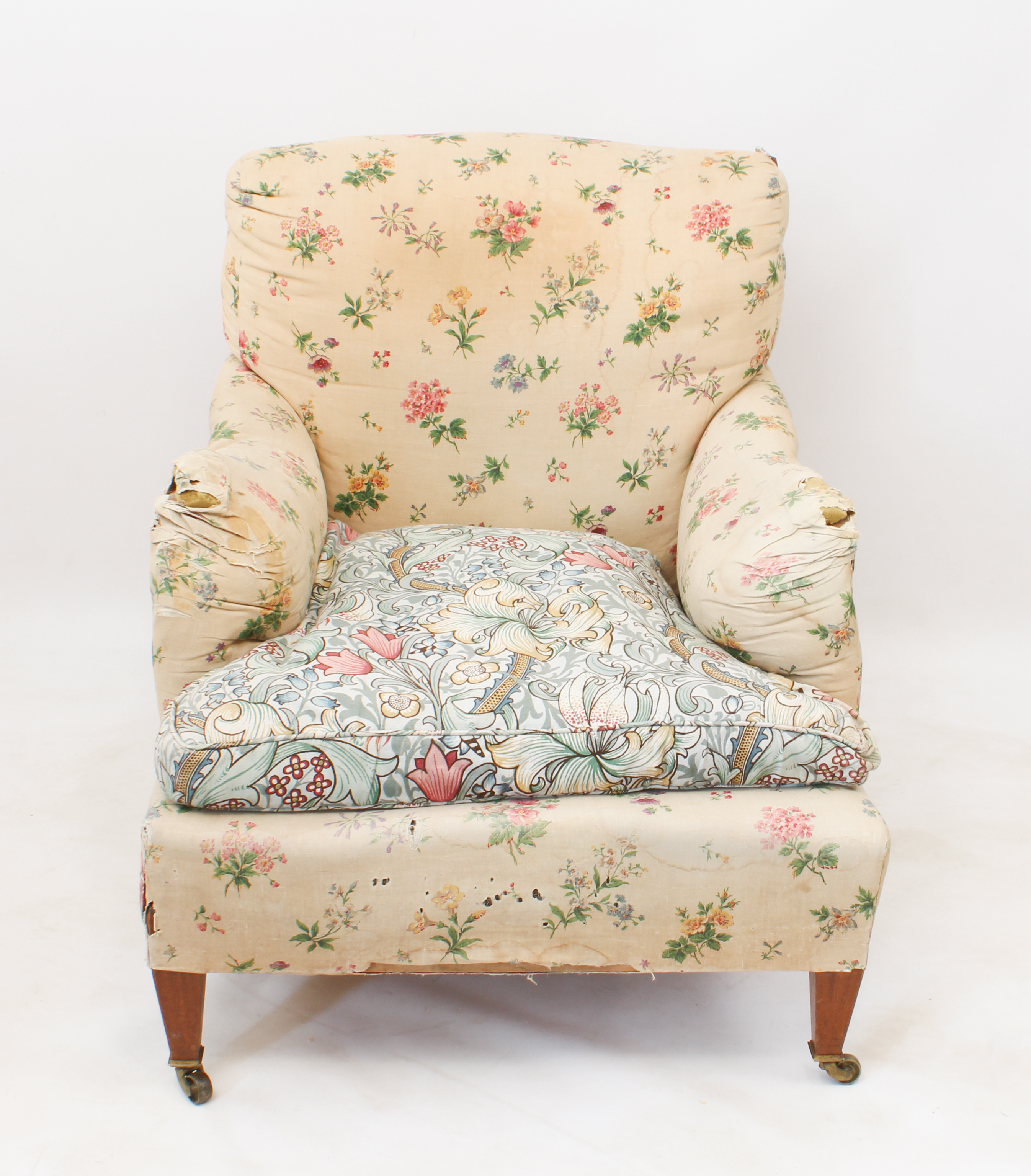 An early 20th century armchair by Howard & Sons - upholstered in early 20th century printed floral - Image 2 of 16