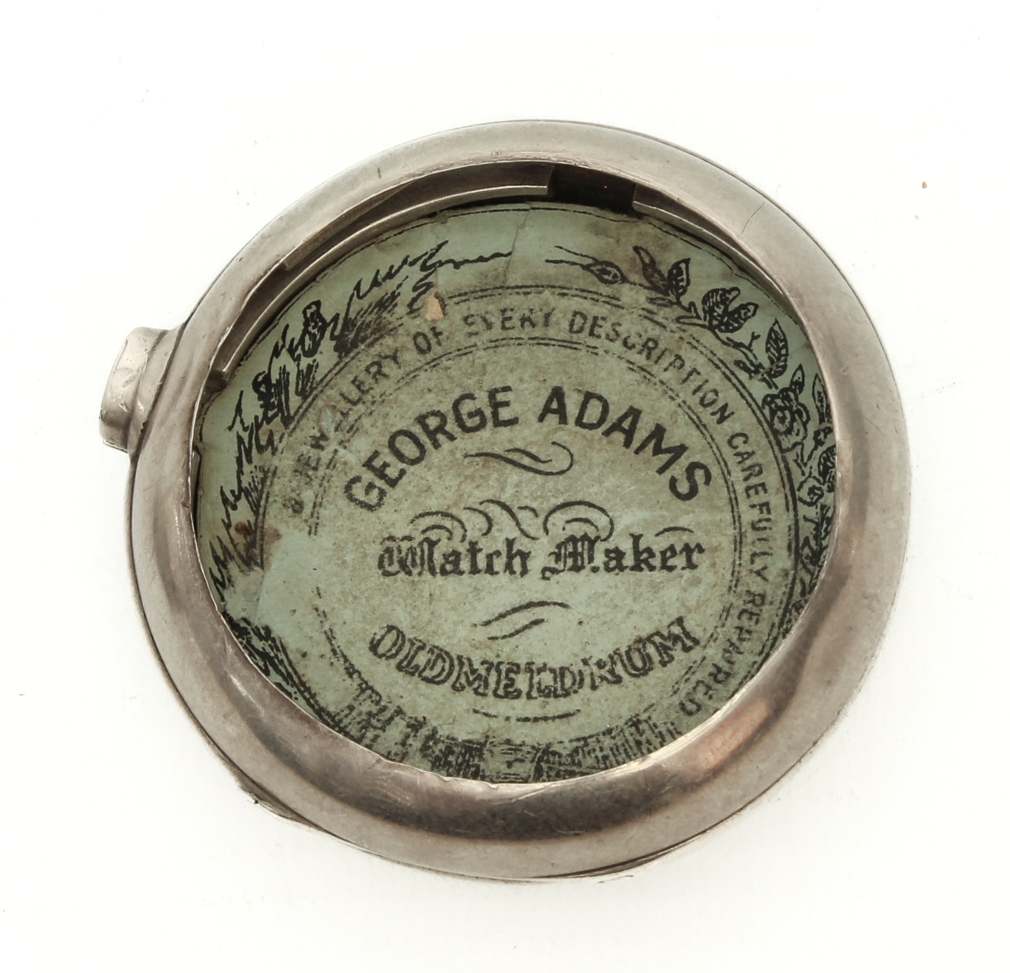 A silver-cased pocket watch with white-enamel dial, Roman numerals and subsidiary seconds dial, - Image 3 of 7