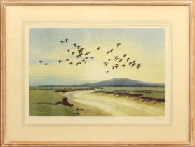 Peter Scott (British, 1909-1989) 'Barnacle geese at Caer Laverock' limited edition colour