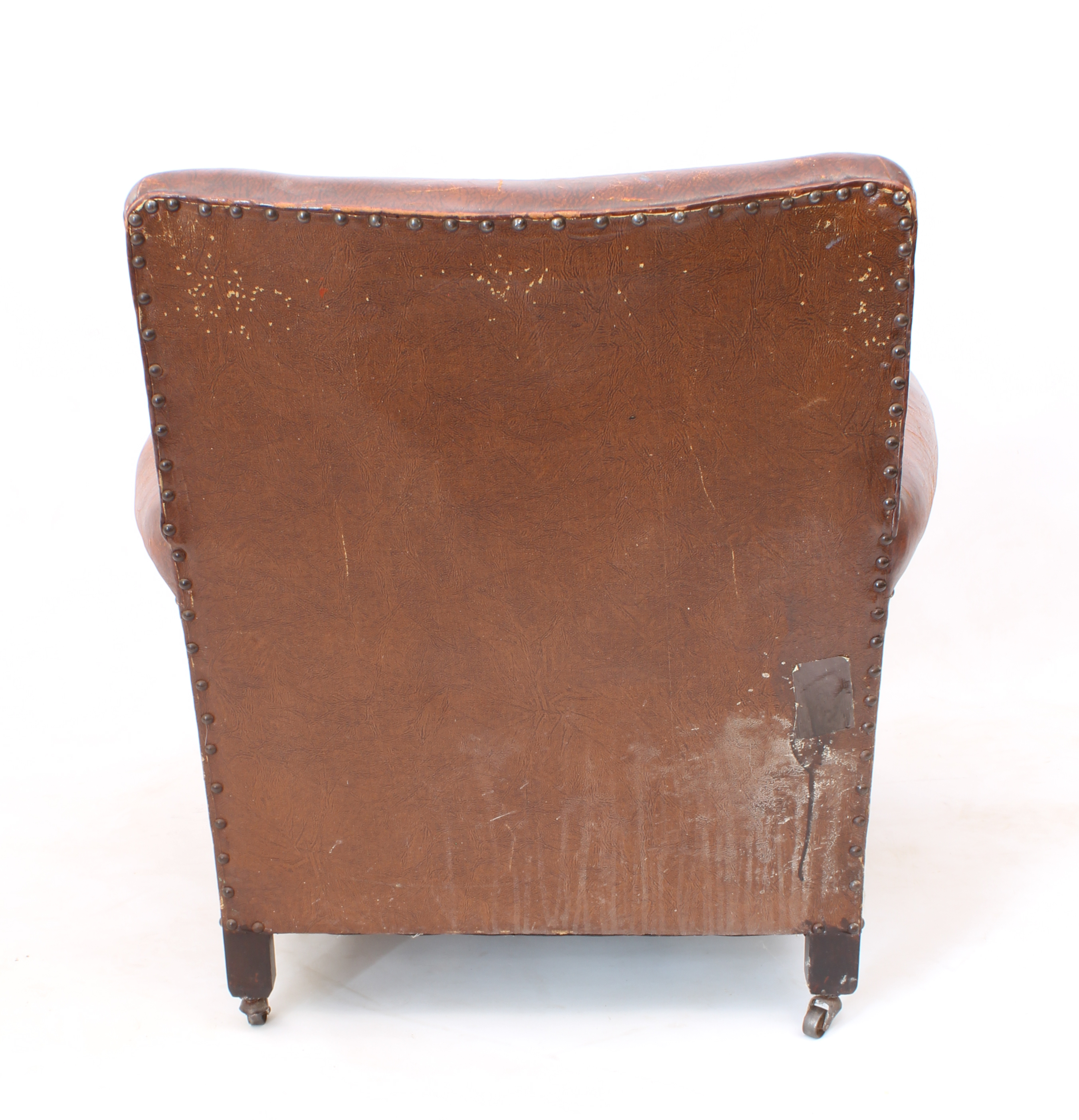 An Art Deco leather club chair - 1920s-30s, in tan studded leather with rexine sides and loose - Image 3 of 4