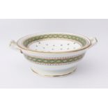 A Victorian Minton watercress strainer or large soap dish - late-19th century, with two handles