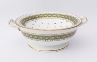 A Victorian Minton watercress strainer or large soap dish - late-19th century, with two handles