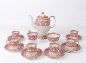 A Crown Staffordshire bone china coffee service - 1930s, 'Ellesmere' pattern, with decoration of