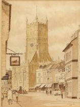 C. J. Tranter (British, late 20th century) 'Market Place, Cirencester' pencil and watercolour,