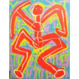 Edward Dutkiewicz (British, 1961-2007) 'Red Man' acrylic on canvas, signed, titled and numbered '#