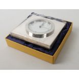 An Elizabeth II silver-cased desk clock - Carrs of Sheffield, 2000, of plain, square form with