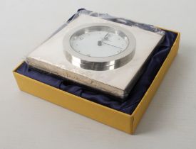 An Elizabeth II silver-cased desk clock - Carrs of Sheffield, 2000, of plain, square form with