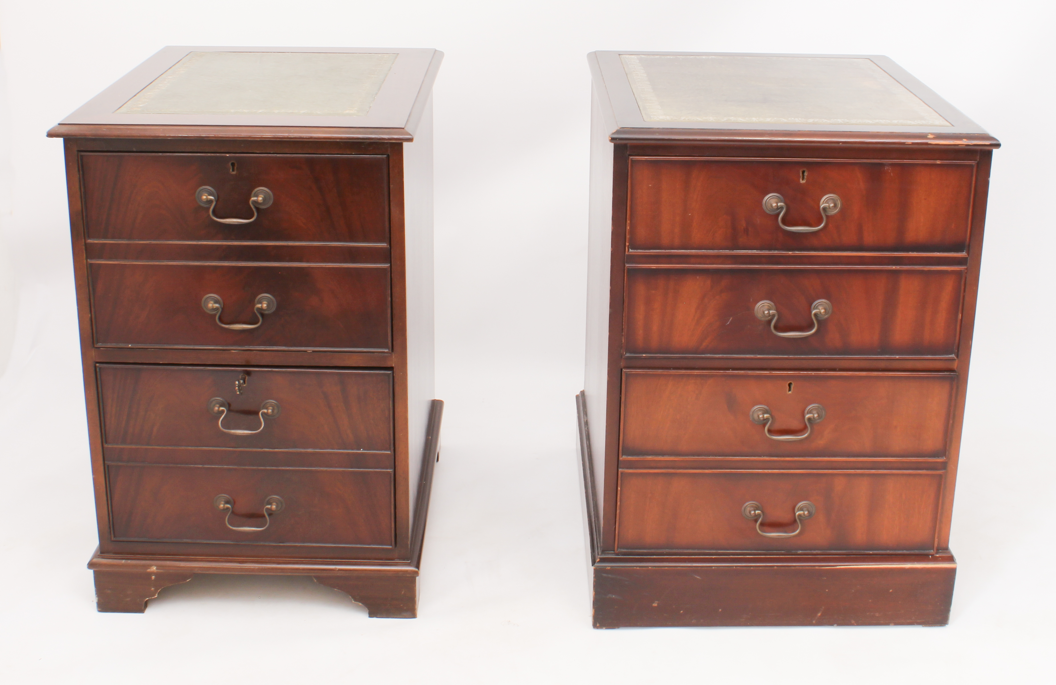 A closely matched pair of reproduction Georgian-style mahogany two-drawer filing cabinets - the