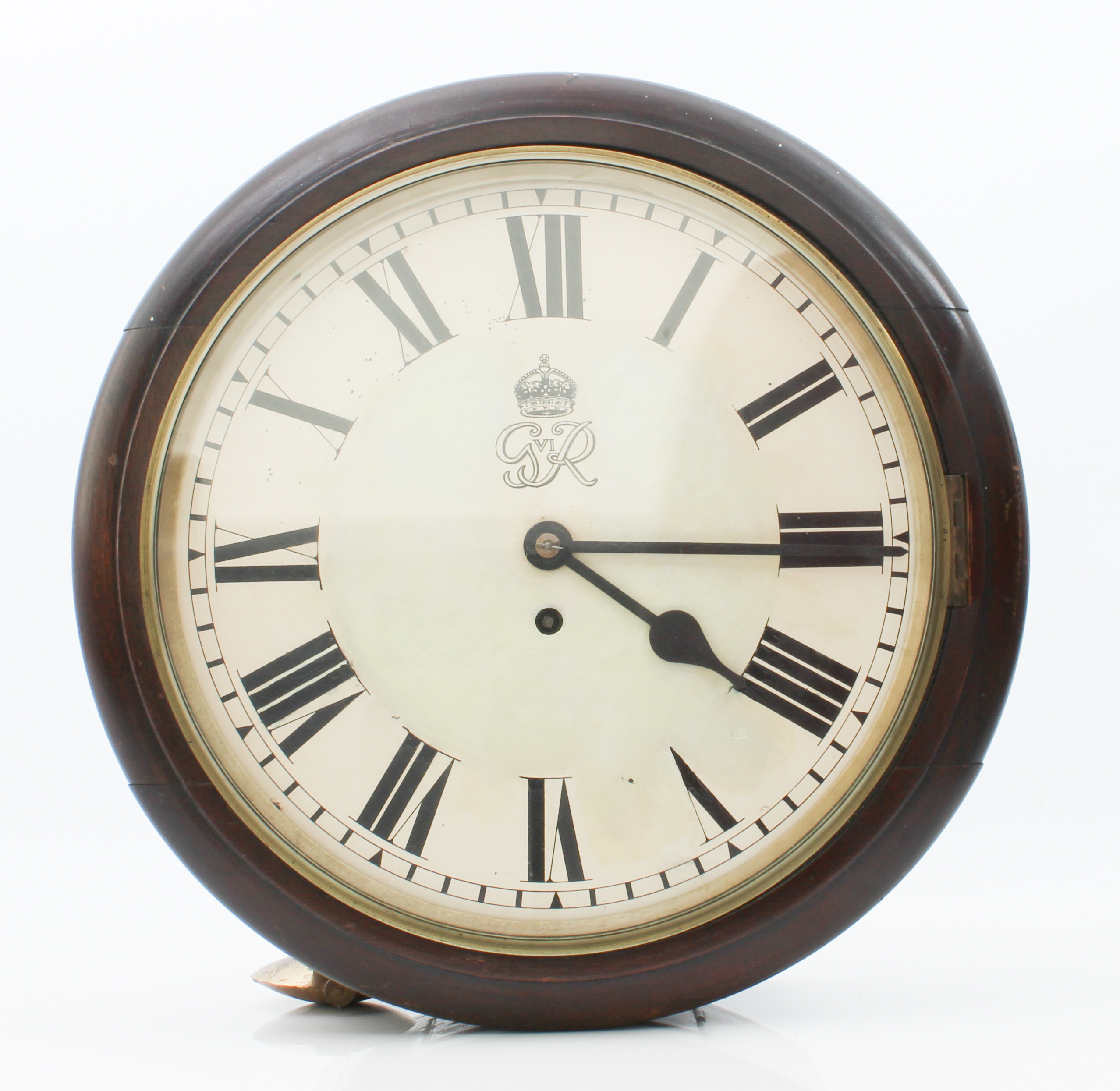 A F.W. Elliott mahogany Post Office wall clock - the single fusee movement with signed back-plate, - Image 2 of 5