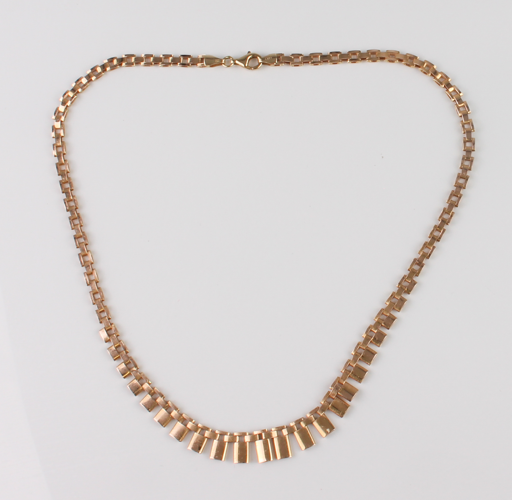 A vintage 9ct yellow gold fringe necklace - 1970s-80, Birmingham hallmarks, 43 cm  long. - Image 3 of 3