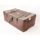 A vintage Flaxite and leather steamer trunk - 1920s, the interior with removable upper tray, with