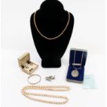 A small group of silver and costume jewellery - comprising a cased silver 'The Elizabeth R Silver