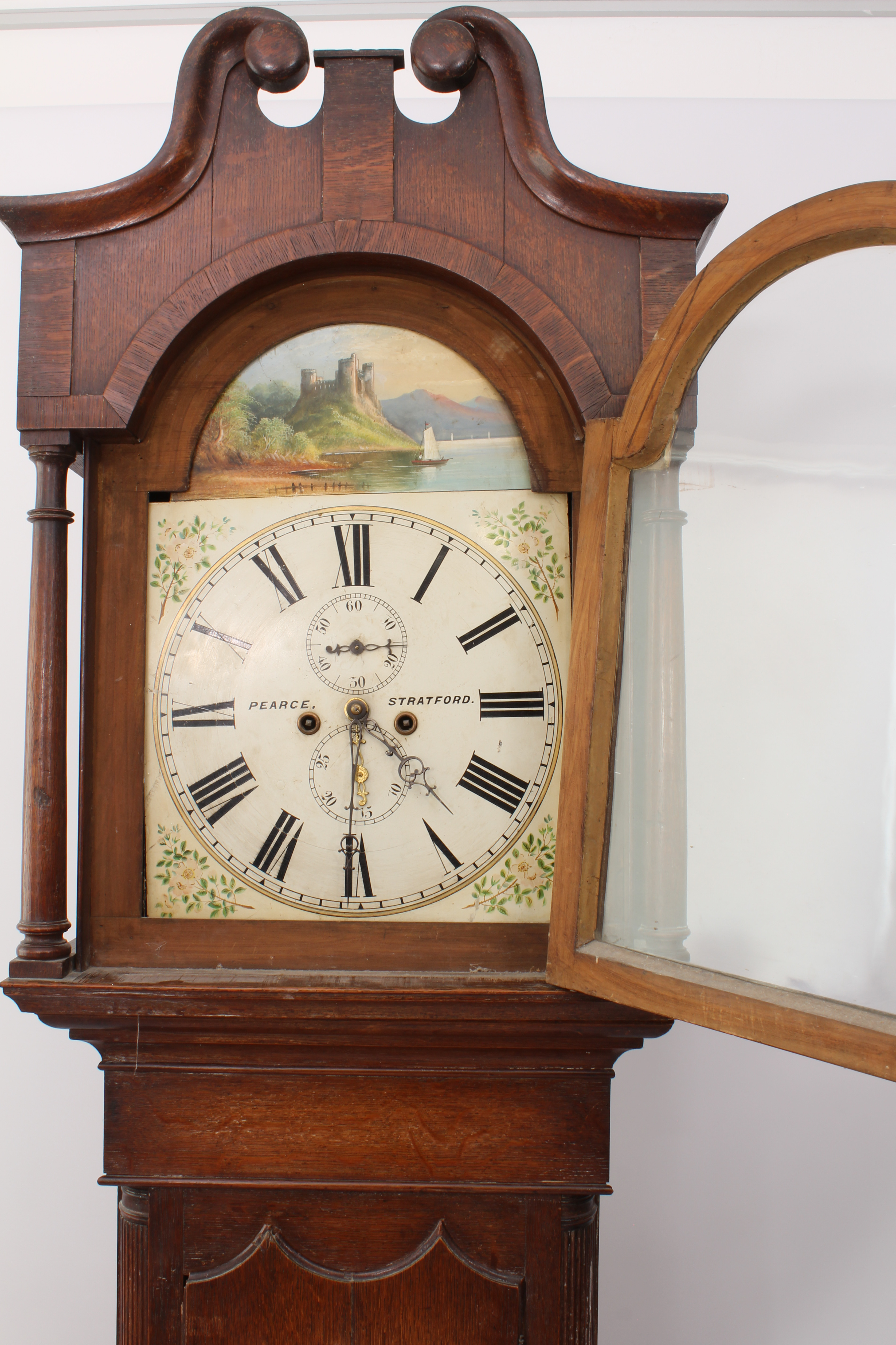 An early 19th century oak eight-day longcase clock by Pearce of Stratford - the signed, painted - Bild 3 aus 3