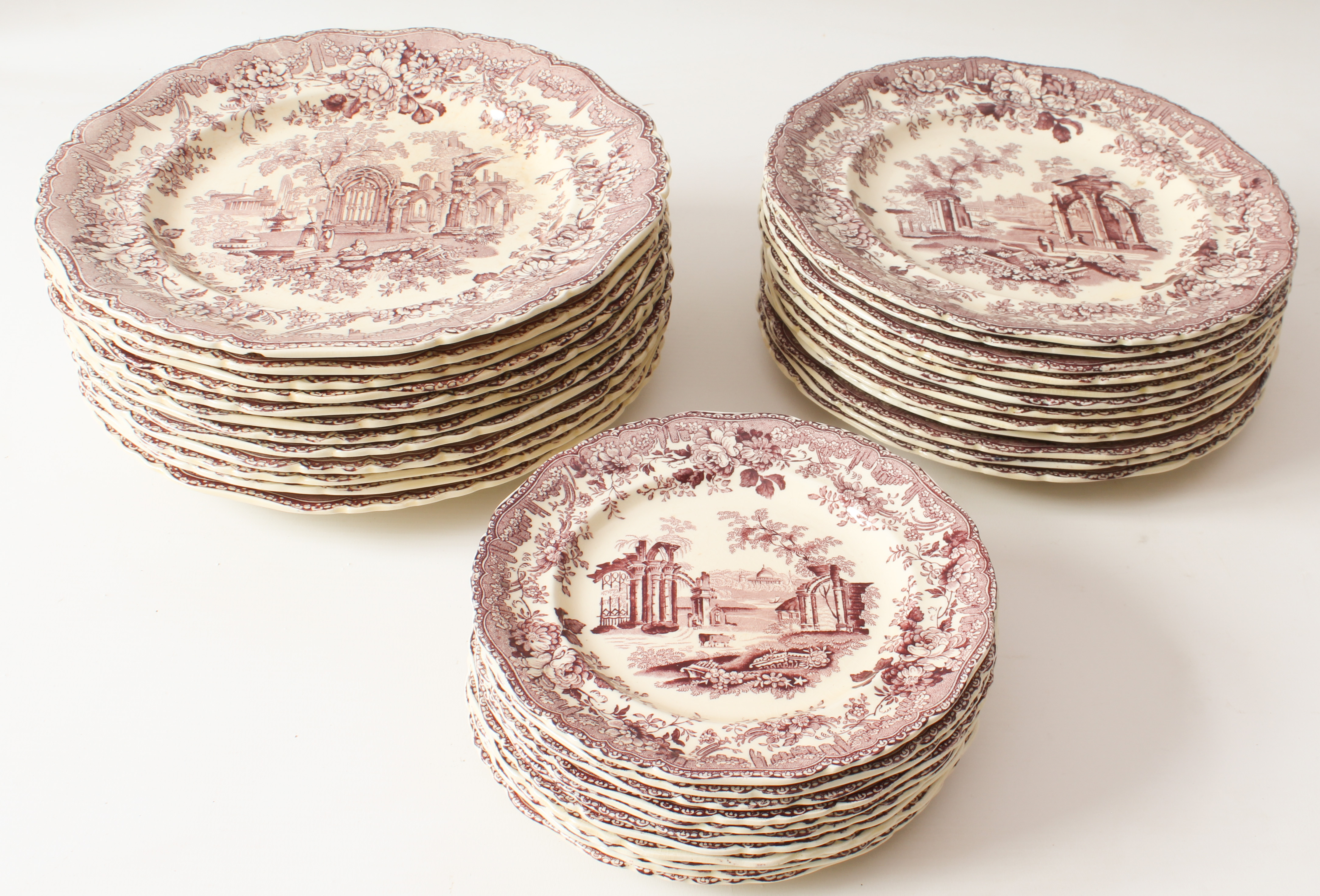 A Masons Patent Ironstone part dinner service - early 20th century, transfer decorated in dark red - Image 2 of 5