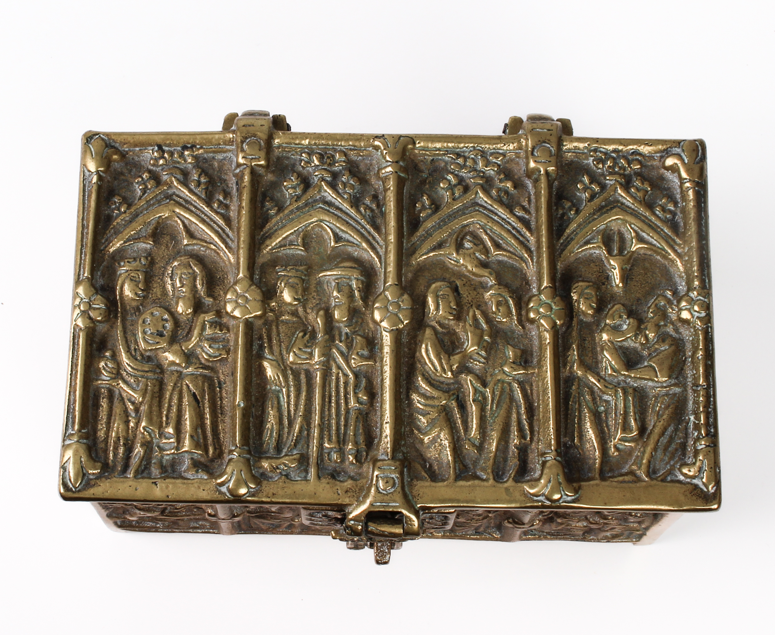 A heavy cast brass reliquary-style table casket - in the Gothic style, second half 20th century, - Image 4 of 4