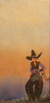 Wallis Arnold Carter (British, early 20th century) Four stylised Art Deco style studies of cowboys