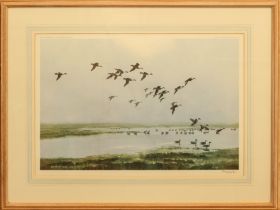 Peter Scott (British, 1909-1989) 'Pintails on a hazy day' limited edition colour print, signed in