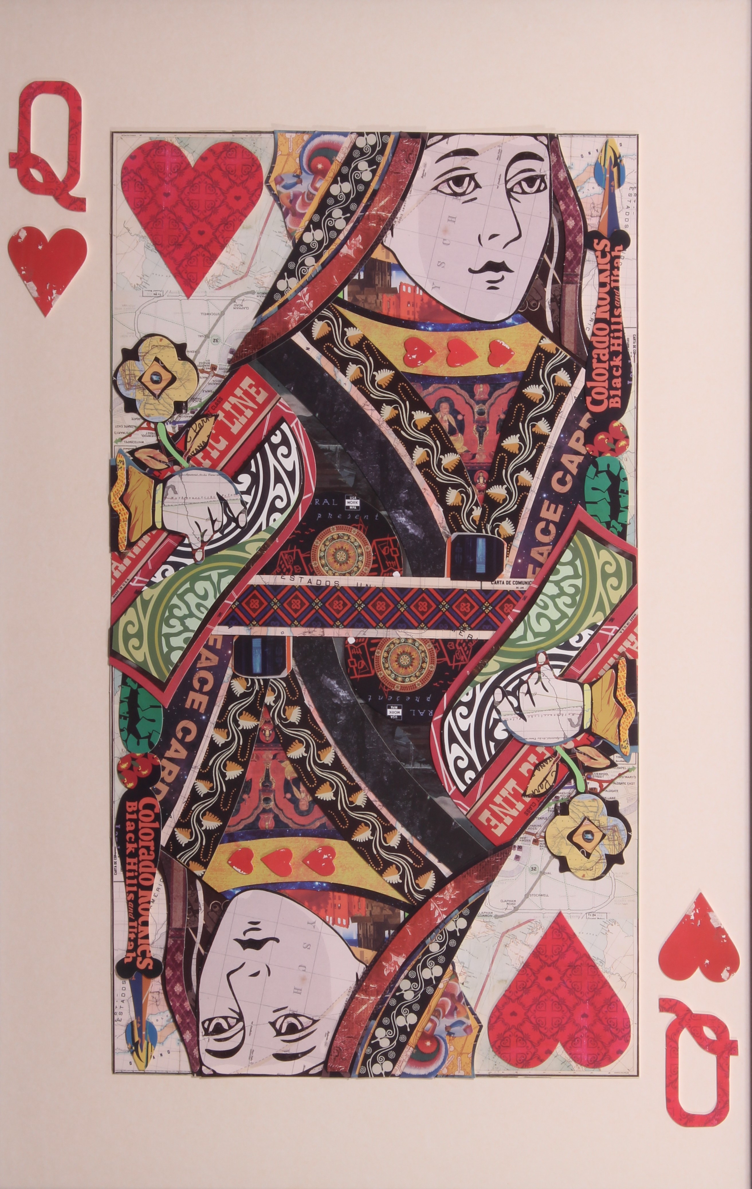 A pair of King and Queen of Hearts playing card collage pictures - modern, with 3D effect, in - Bild 3 aus 3