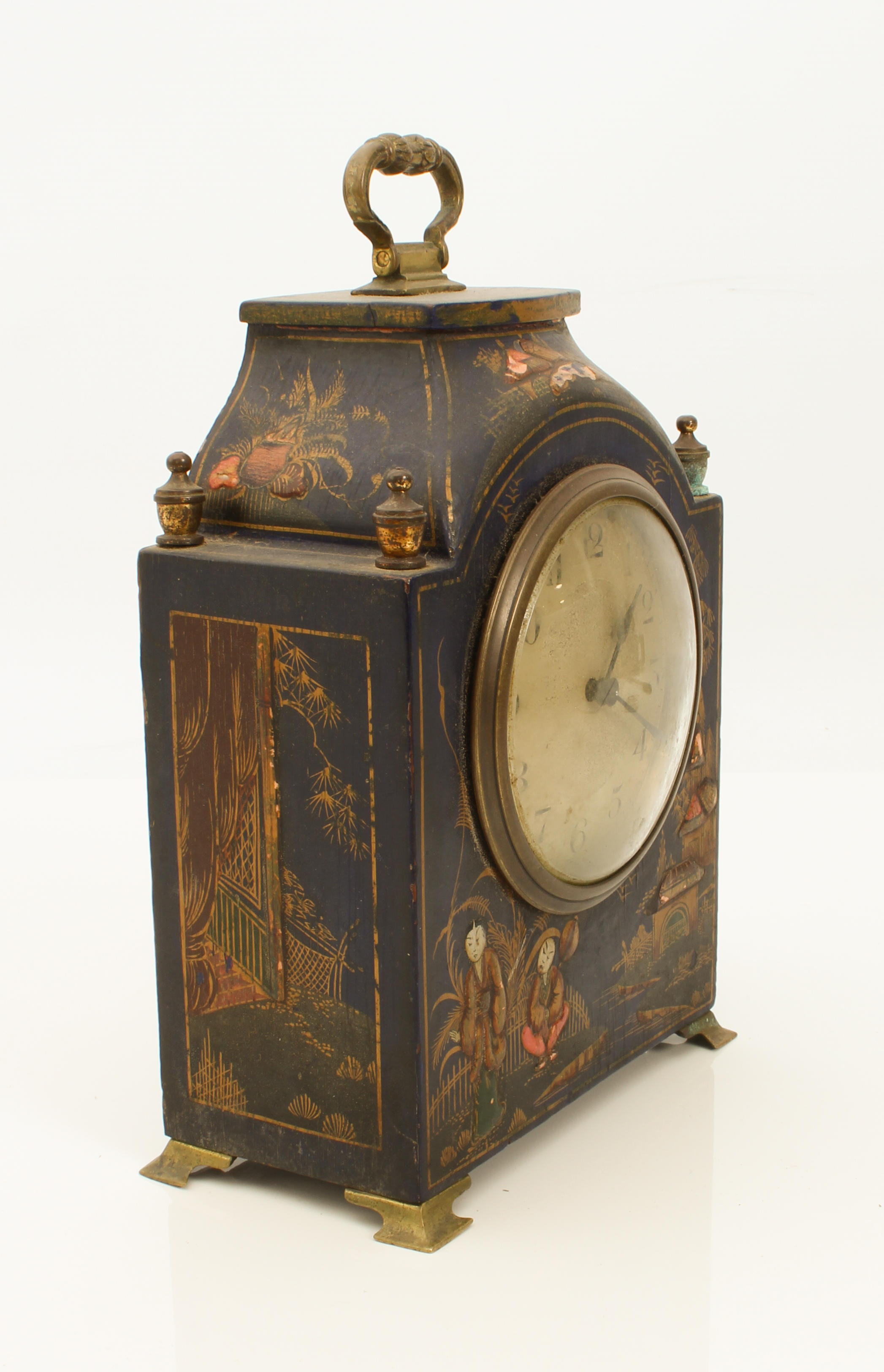 A brass-mounted desk or mantel clock in the Chinoiserie style - late-19th century, silvered 3¼ in - Image 3 of 10