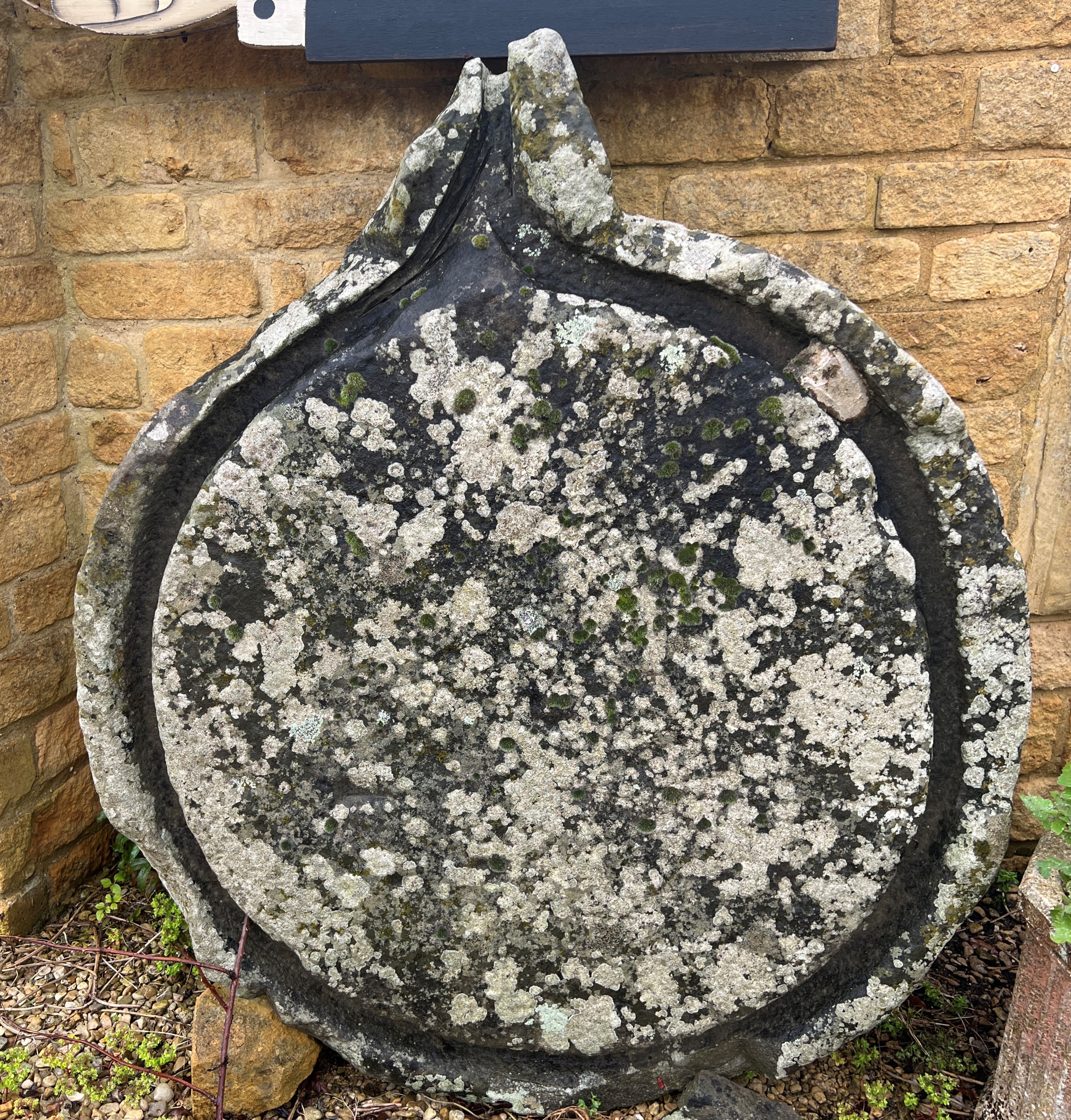 A carved Cotswold stone cider press base - 122 x 142 cm, 27cm high.