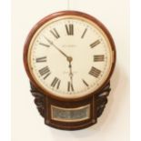 A 19th century William Dawes (London) drop dial wall clock - cream dial with Roman numerals, the