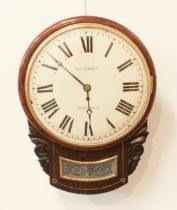 A 19th century William Dawes (London) drop dial wall clock - cream dial with Roman numerals, the