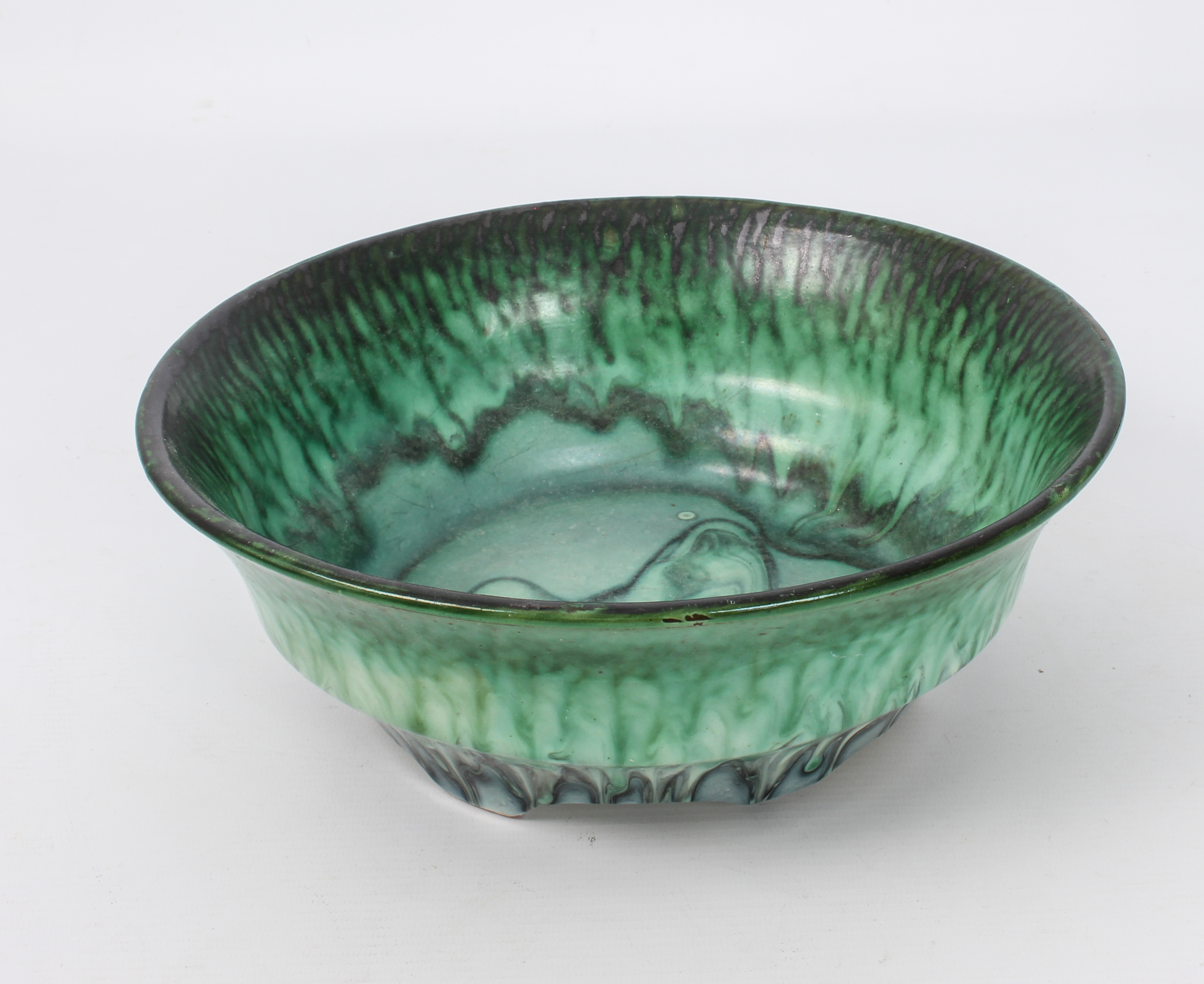 A group of retro 1960s-70s pottery - including a Swedish Upsala-Ekeby bowl in a marbled green glaze, - Image 2 of 7