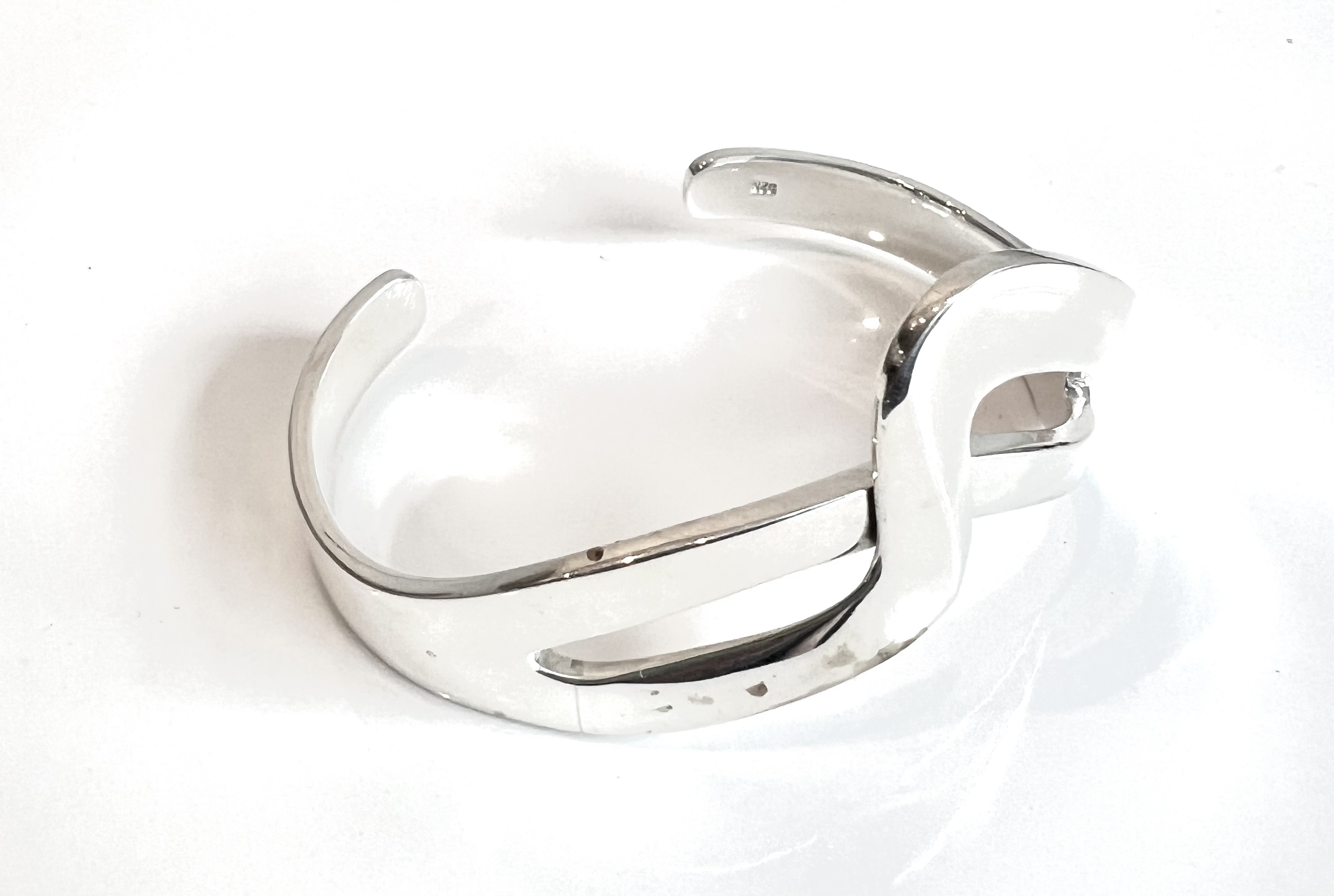 Three sterling silver modernist bangles of wavy form - one solid and the other two of pierced - Image 3 of 4