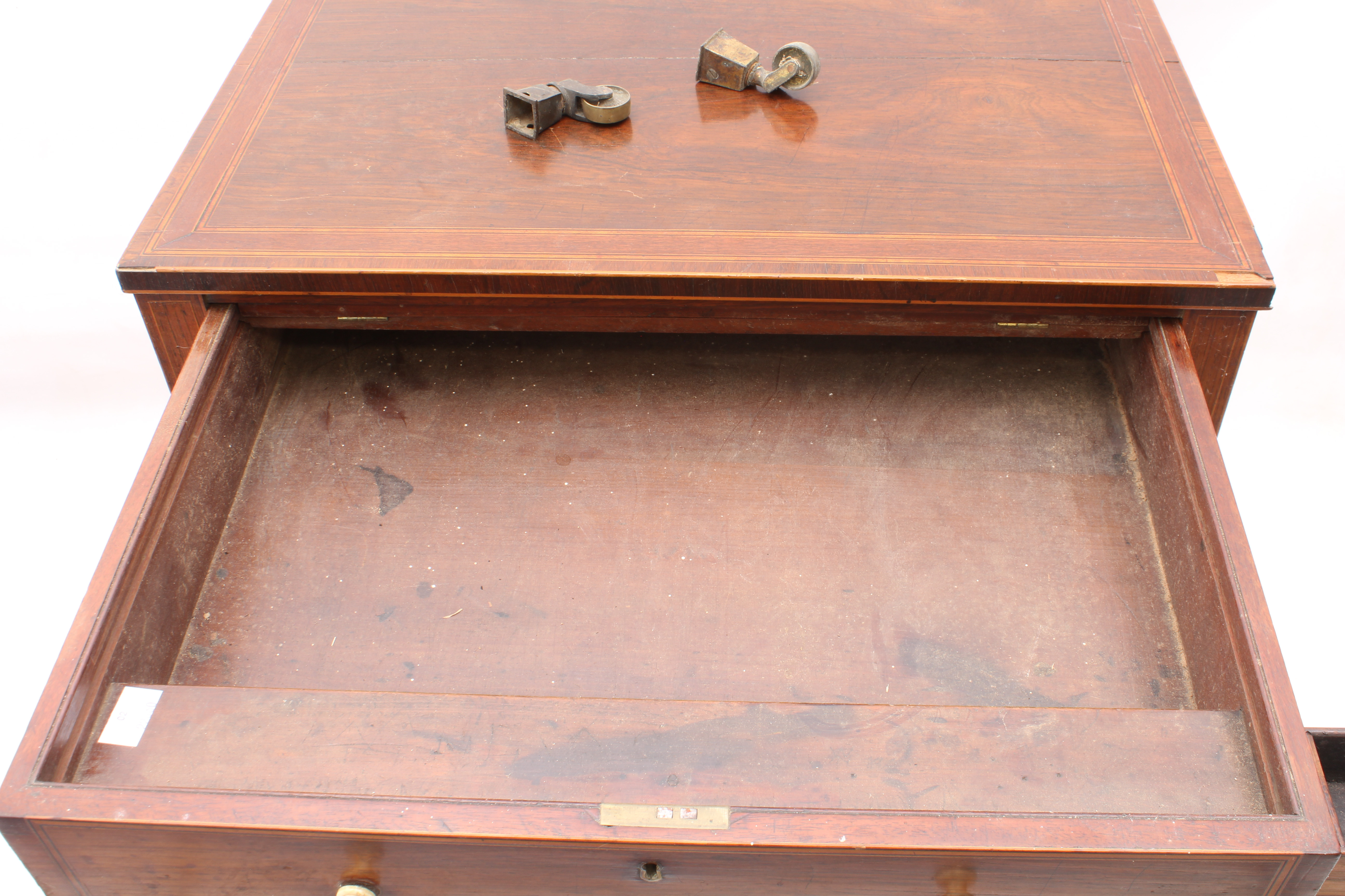 A late-George III inlaid and crossbanded rosewood writing table or 'screen table' in the manner of - Image 4 of 4
