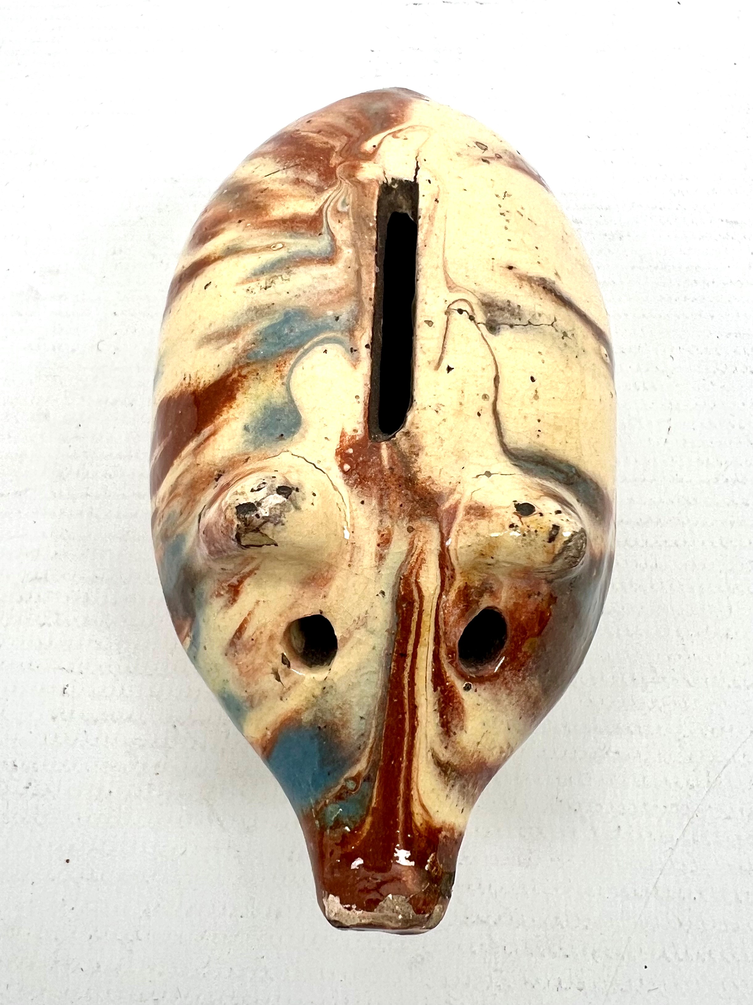 A slipware glazed pig money bank - late 19th / early 20th century, 10 cm long, - Bild 3 aus 4