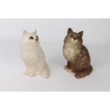Two large Beswick 1867 seated Persian Cats - one white, the other grey-brown, impressed and
