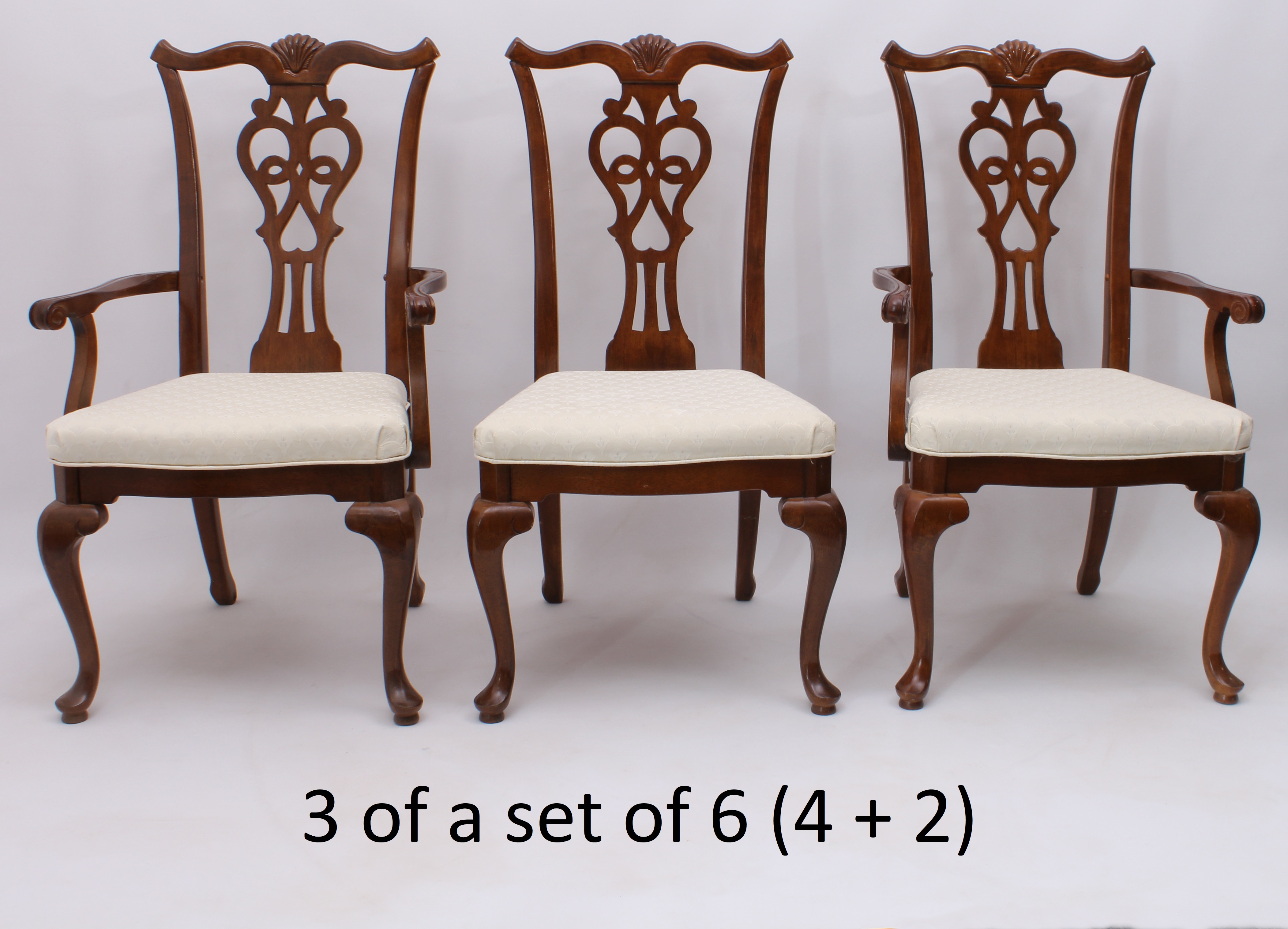 A set of six reproduction Chippendale-style dining chairs - late 20th century, including two