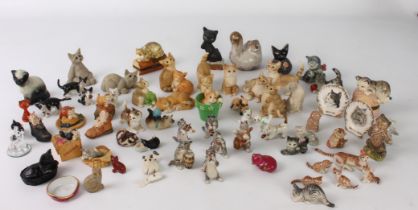 A collection of small Cat and Kitten figures and ornaments - 1960s to modern, including examples