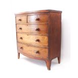 A mid-19th century mahogany bowfront chest of drawers - with two short over three long graduated