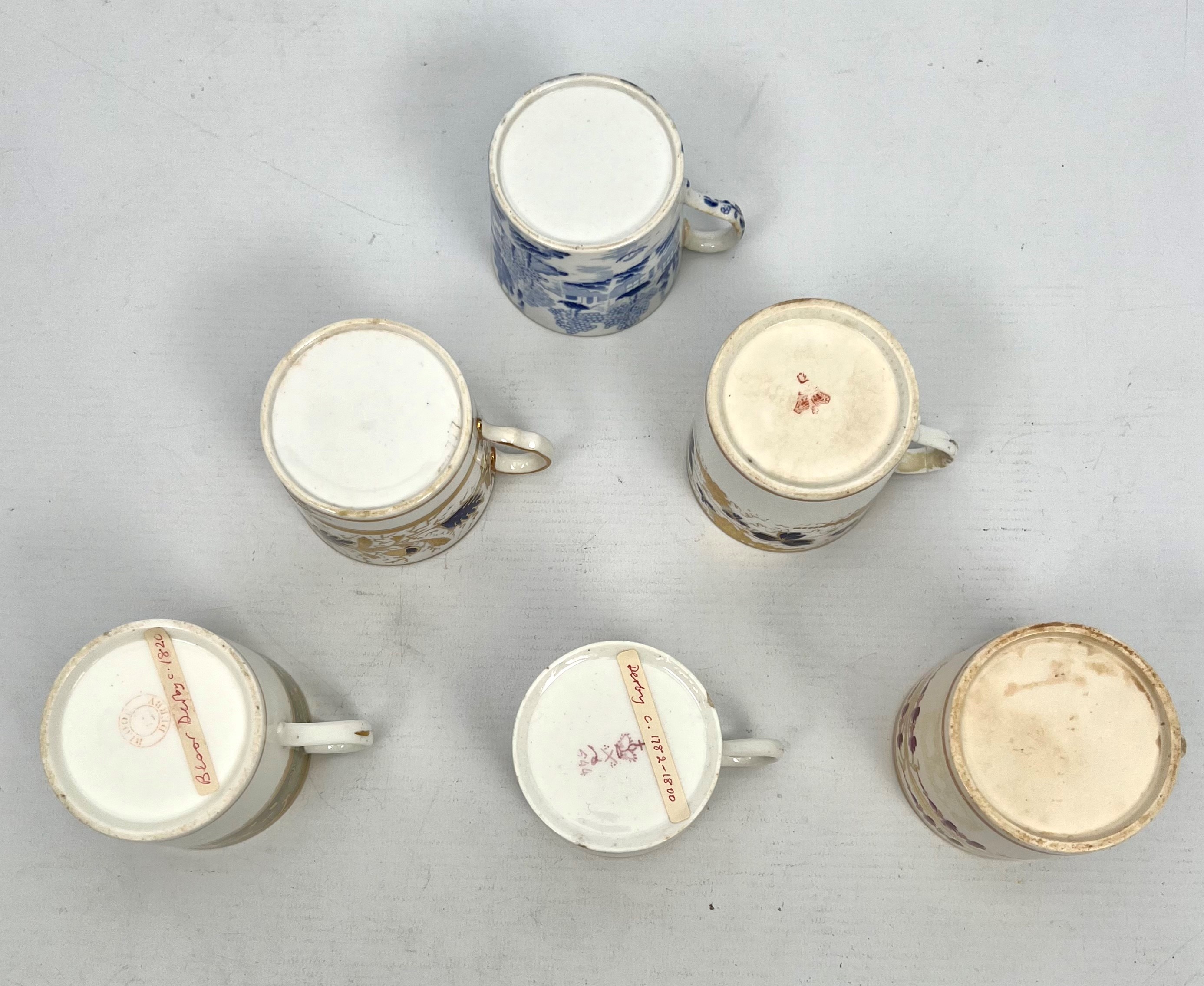 Six late 18th and 19th century English porcelain coffee cans - including three examples by Derby and - Image 2 of 2