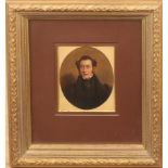 Edwin Cockburn (British, 1814-1873) Portrait miniature of a gentleman, in a black coat, waistcoat