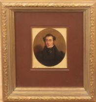 Edwin Cockburn (British, 1814-1873) Portrait miniature of a gentleman, in a black coat, waistcoat