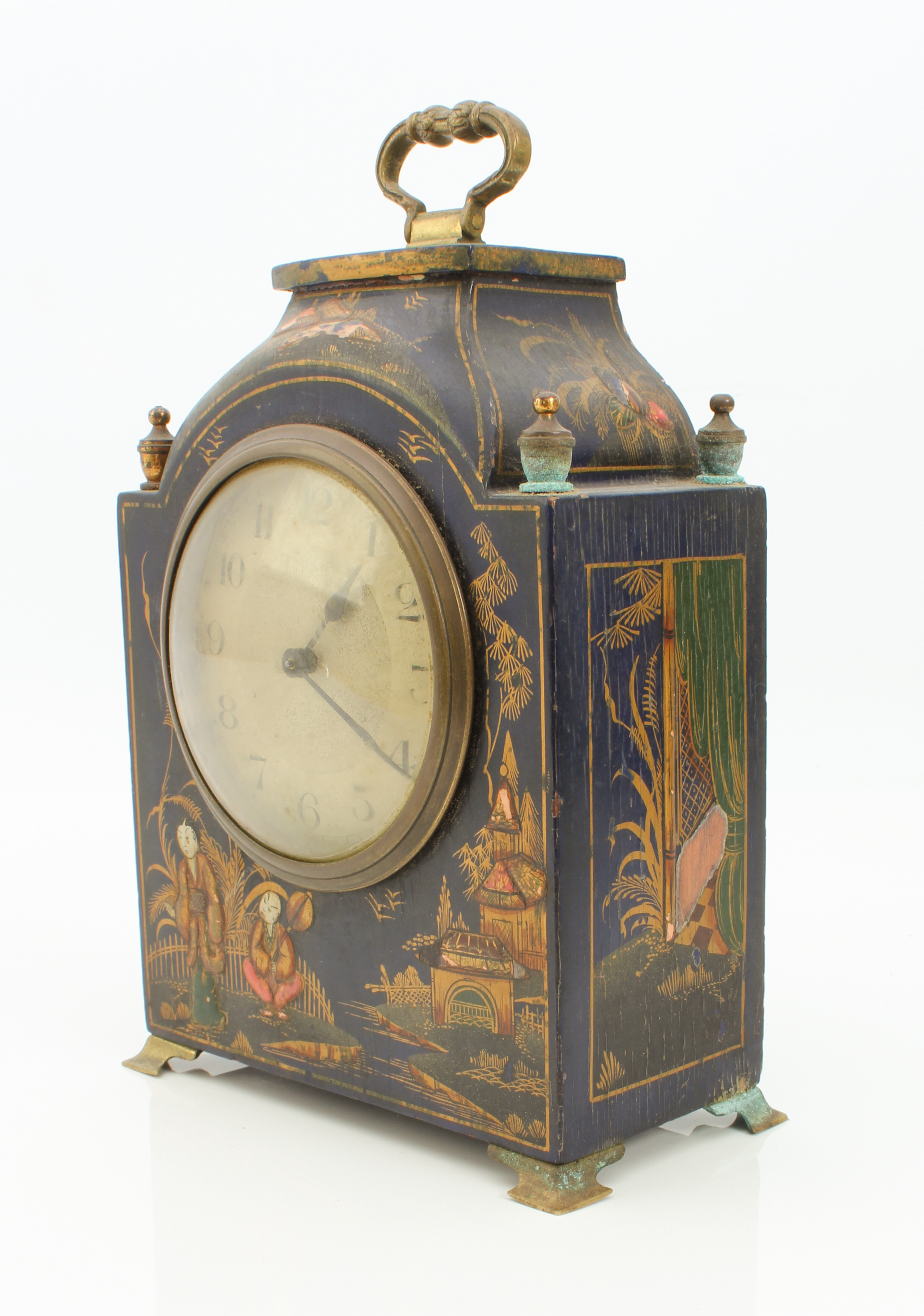 A brass-mounted desk or mantel clock in the Chinoiserie style - late-19th century, silvered 3¼ in - Image 7 of 10