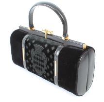 An Italian-made Liberty of London leather and velvet handbag - 1970s-80s, of rounded, oblong form,