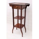 An Edwardian mahogany three-tier whatnot - probably originally a shaving stand, the outset, three-