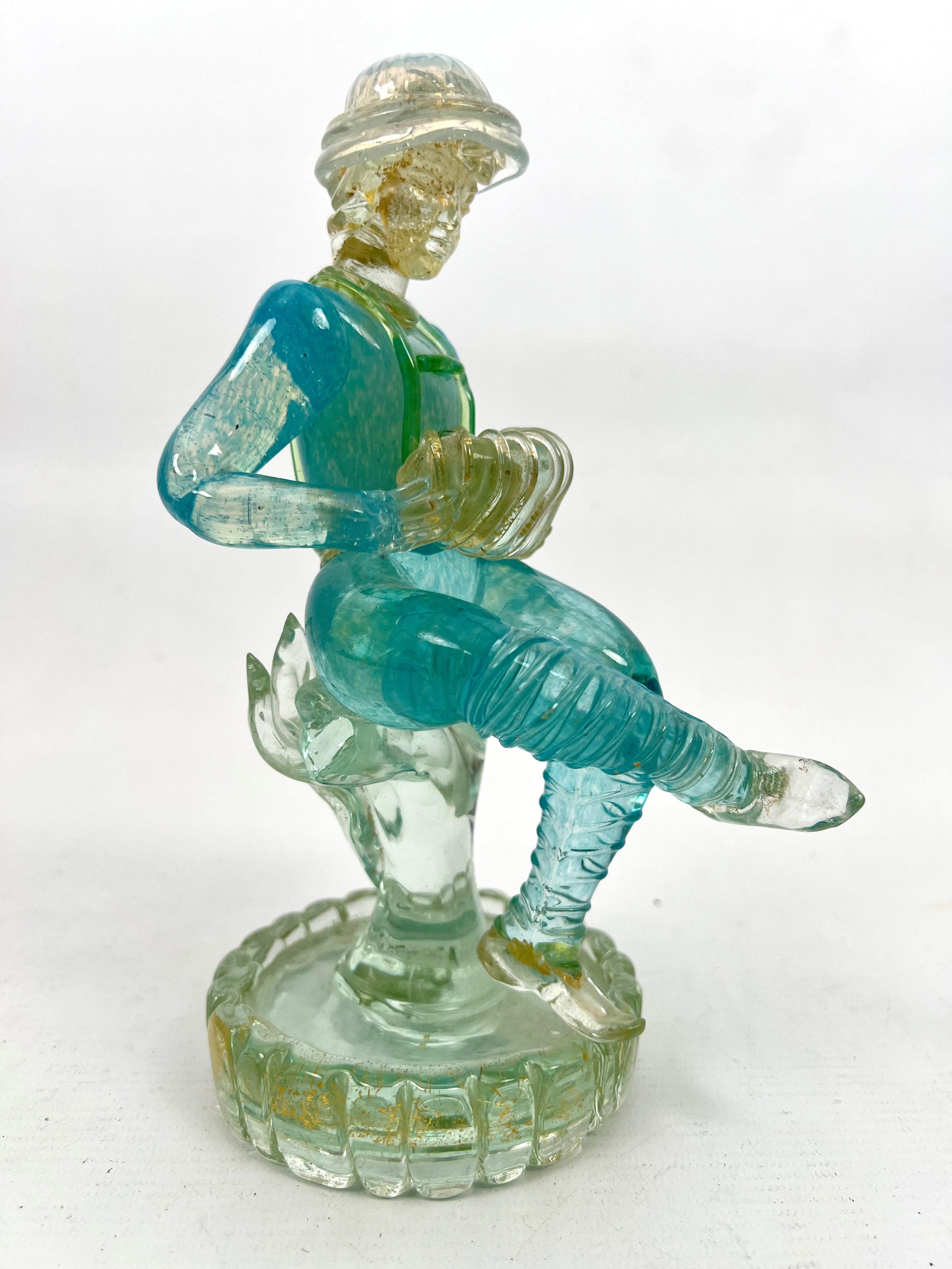 A Murano glass figure of a seated accordion player by Ercole Barovier for Ferro Barovier Toso - in - Image 2 of 4