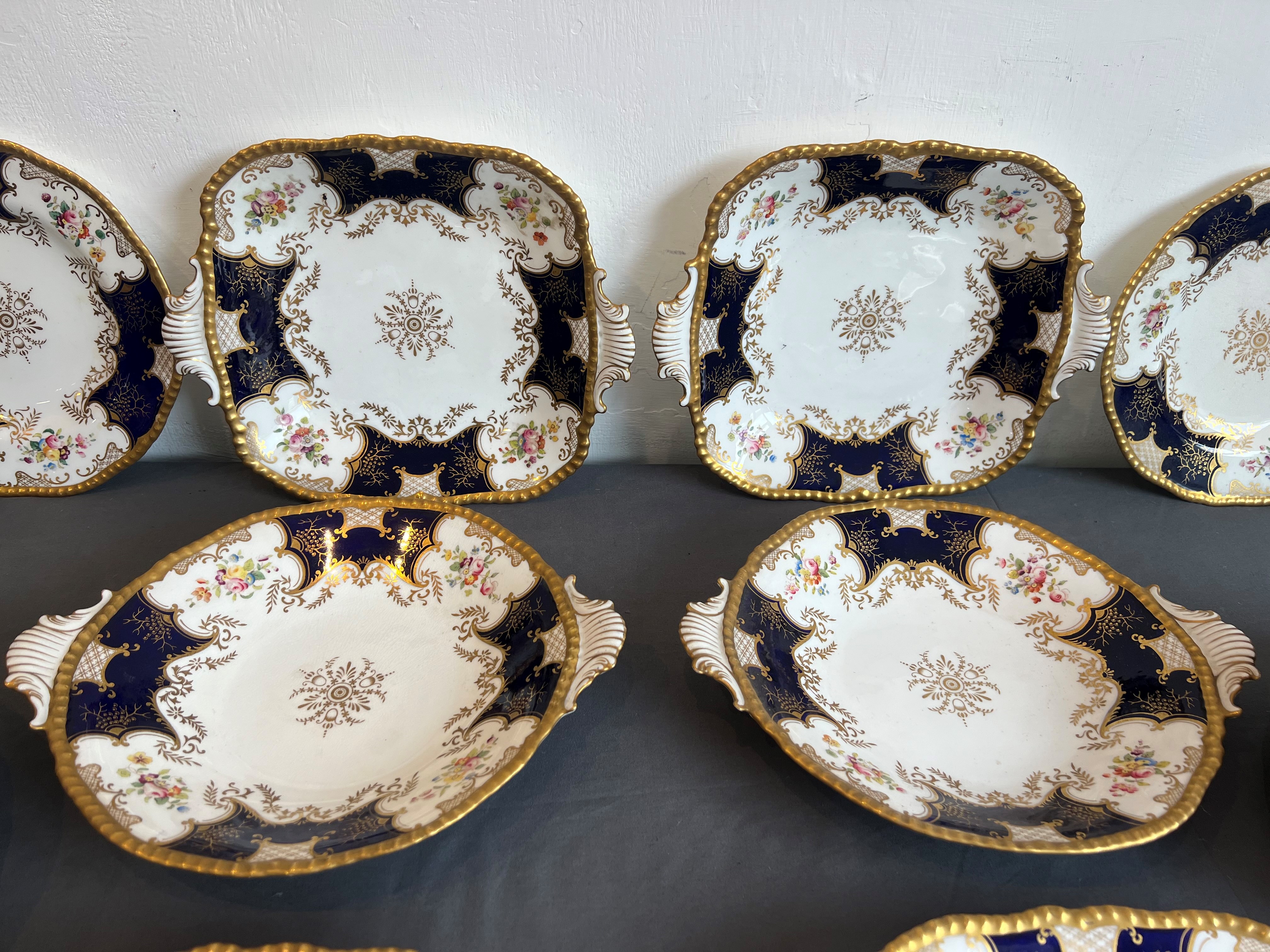 A Coalport Batwing part dessert service - comprising three pairs of two-handled dishes (31.25 cm - Image 2 of 3