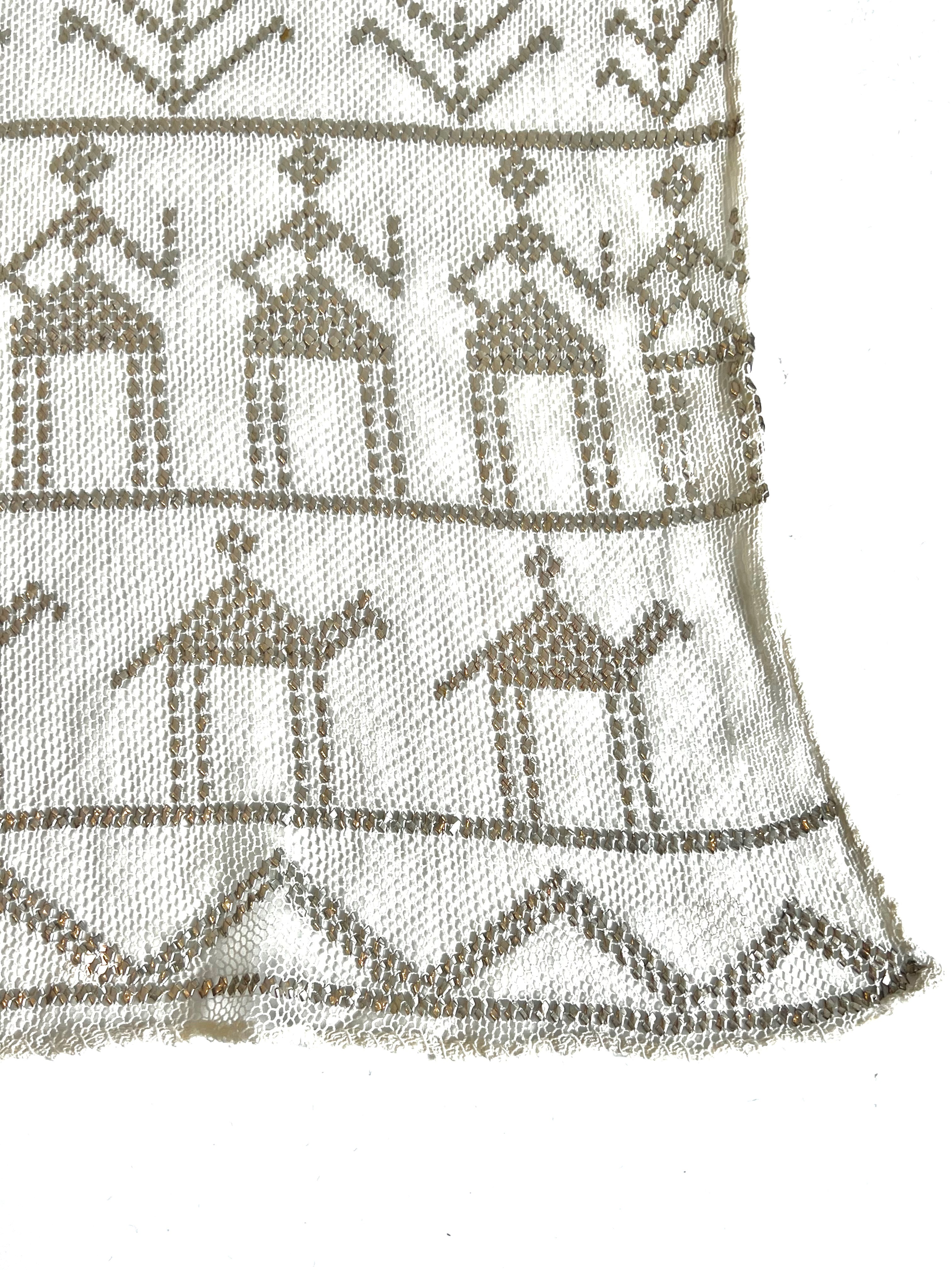 An Egyptian Assuit shawl - mid-20th century, in ivory cotton gauze with decoration of foliage, - Image 3 of 4