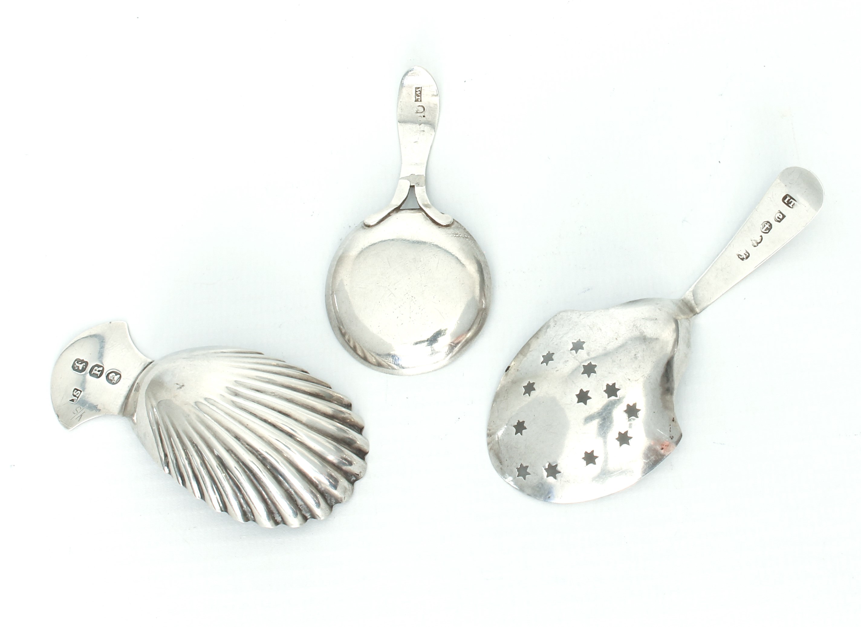 Three hallmarked silver George III caddy spoons. * Condition: The circular bowl spoon by William - Image 2 of 2